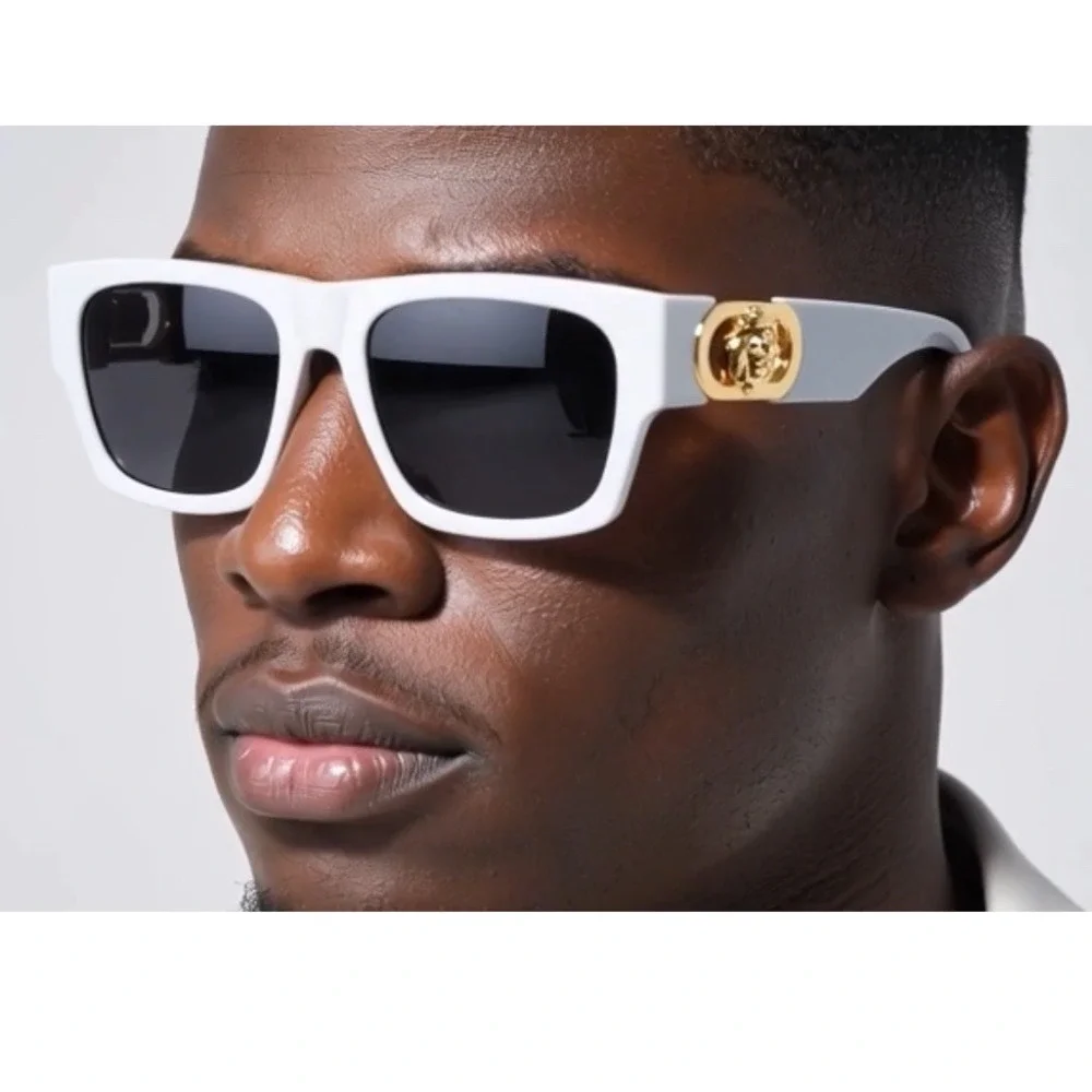 Men's White Sunglasses Aesthetic Dark Tinted Lenses Outfit Beach Wear Gafas 2025